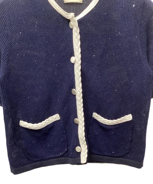 UNITED ARROWS（ユナイテッドアローズ）UNITED ARROWS (ユナイテッドアローズ) メッシュ スパンコール ニットカーディガン ―ウォッシャブル― ネイビー サイズ:表記なしの古着・服飾アイテム