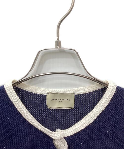 UNITED ARROWS（ユナイテッドアローズ）UNITED ARROWS (ユナイテッドアローズ) メッシュ スパンコール ニットカーディガン ―ウォッシャブル― ネイビー サイズ:表記なしの古着・服飾アイテム