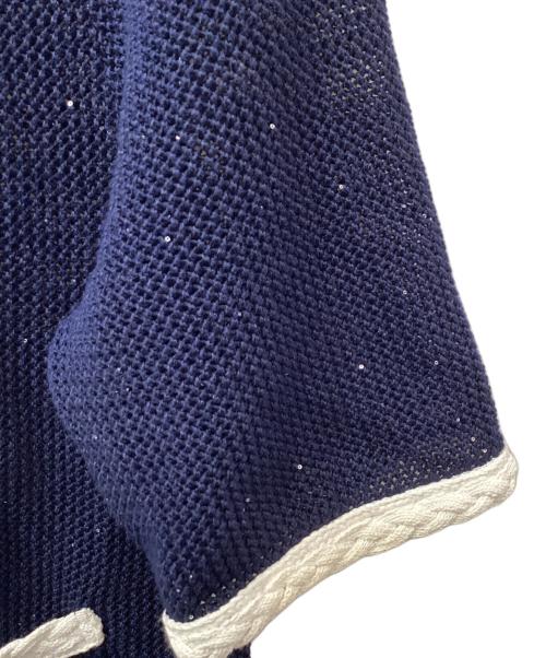 UNITED ARROWS（ユナイテッドアローズ）UNITED ARROWS (ユナイテッドアローズ) メッシュ スパンコール ニットカーディガン ―ウォッシャブル― ネイビー サイズ:表記なしの古着・服飾アイテム