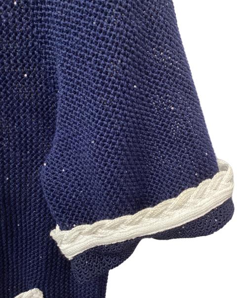 UNITED ARROWS（ユナイテッドアローズ）UNITED ARROWS (ユナイテッドアローズ) メッシュ スパンコール ニットカーディガン ―ウォッシャブル― ネイビー サイズ:表記なしの古着・服飾アイテム