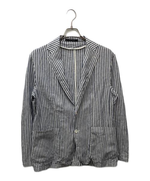 TAGLIATORE（タリアトーレ）TAGLIATORE (タリアトーレ) TOMORROW LAND (トゥモローランド) ストライプジャケット ブルー サイズ:48の古着・服飾アイテム