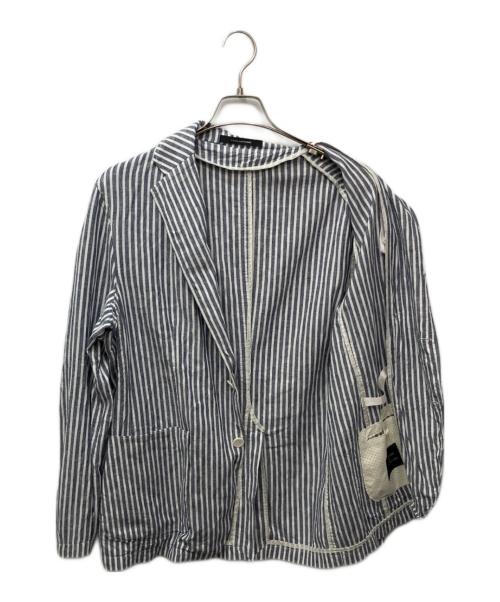 TAGLIATORE（タリアトーレ）TAGLIATORE (タリアトーレ) TOMORROW LAND (トゥモローランド) ストライプジャケット ブルー サイズ:48の古着・服飾アイテム