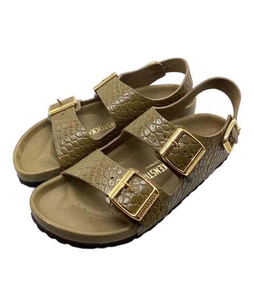 BIRKENSTOCK（ビルケンシュトック）BIRKENSTOCK (ビルケンシュトック) Milano Embossed Natural Leather （ミラノエンボスナチュラルレザー） オリーブ サイズ:24.5cmの古着・服飾アイテム