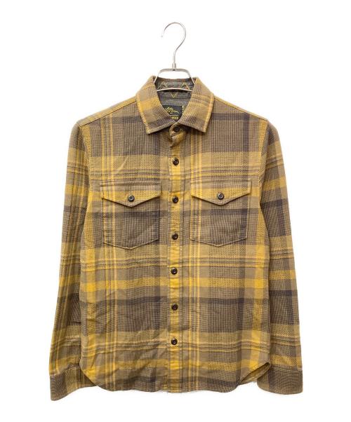 L.L.Bean（エルエルビーン）L.L.Bean (エルエルビーン) エルボーパッチチェックネルシャツ ブラウン×イエロー サイズ:XSの古着・服飾アイテム