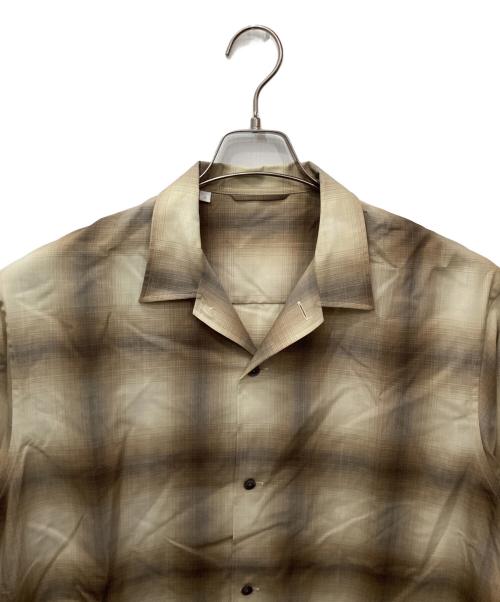 BEAMS（ビームス）BEAMS (ビームス) オープンカラーシャツ SUPER120尾州ウール100% ブラウン×ベージュ サイズ:Mの古着・服飾アイテム