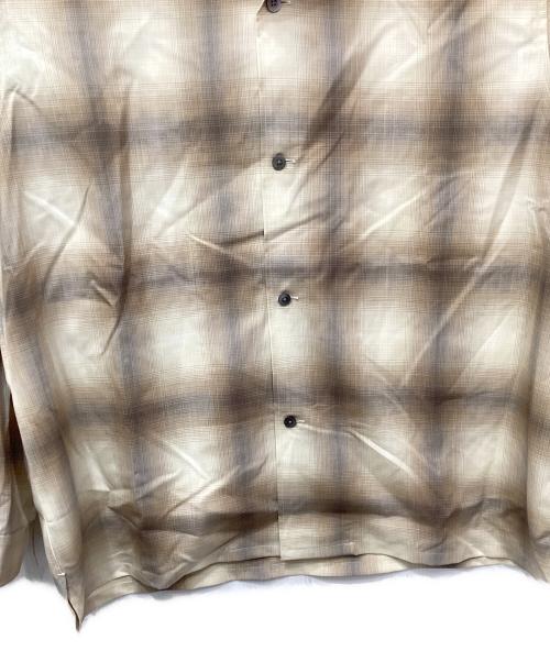 BEAMS（ビームス）BEAMS (ビームス) オープンカラーシャツ SUPER120尾州ウール100% ブラウン×ベージュ サイズ:Mの古着・服飾アイテム