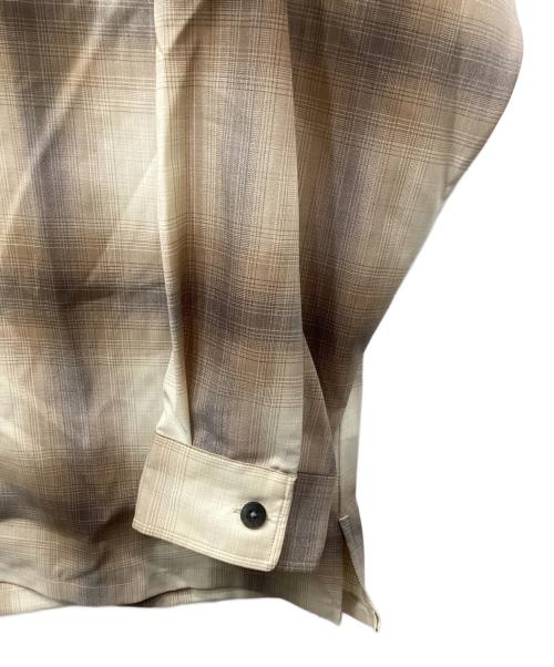 BEAMS（ビームス）BEAMS (ビームス) オープンカラーシャツ SUPER120尾州ウール100% ブラウン×ベージュ サイズ:Mの古着・服飾アイテム
