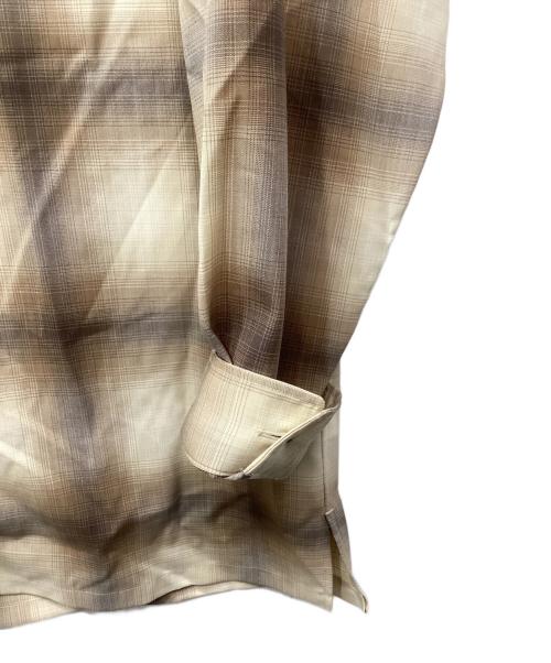 BEAMS（ビームス）BEAMS (ビームス) オープンカラーシャツ SUPER120尾州ウール100% ブラウン×ベージュ サイズ:Mの古着・服飾アイテム