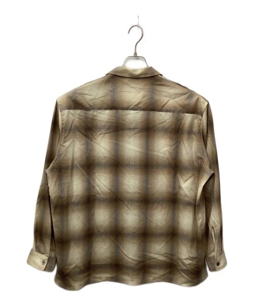 BEAMS（ビームス）BEAMS (ビームス) オープンカラーシャツ SUPER120尾州ウール100% ブラウン×ベージュ サイズ:Mの古着・服飾アイテム