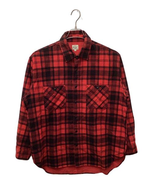 gold（ゴールド）GOLD (ゴールド) コットンフランネルチェックシャツ レッド×ブラック サイズ:Mの古着・服飾アイテム