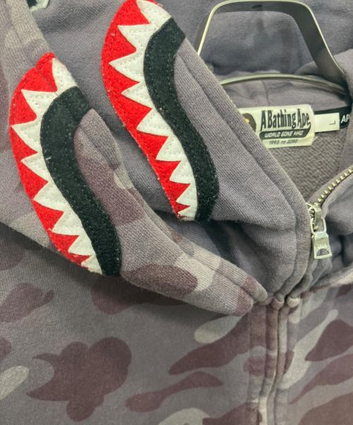 A BATHING APE（アベイシングエイプ）A BATHING APE (アベイシングエイプ) Double Shark Full Zip Hoodie/ダブルシャークフルジップフーディー パープル サイズ:Lの古着・服飾アイテム