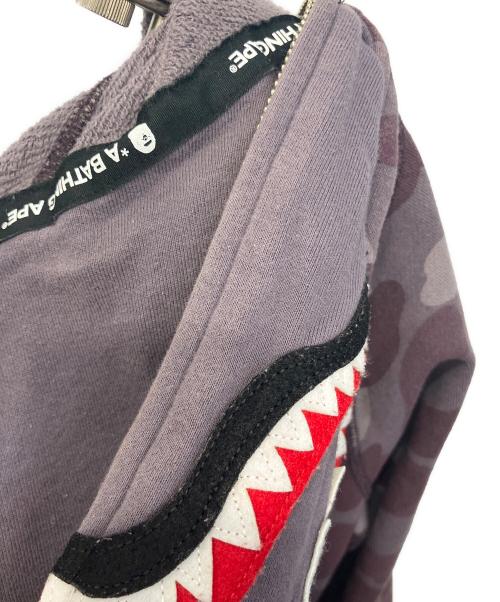 A BATHING APE（アベイシングエイプ）A BATHING APE (アベイシングエイプ) Double Shark Full Zip Hoodie/ダブルシャークフルジップフーディー パープル サイズ:Lの古着・服飾アイテム