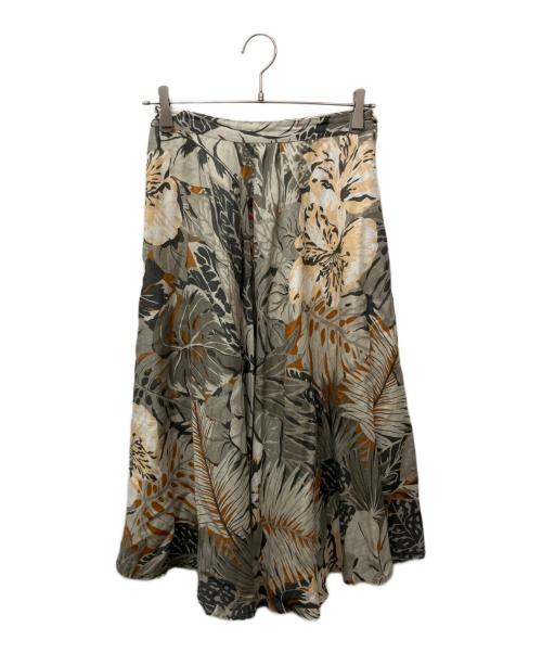 GUCCI（グッチ）GUCCI (グッチ) ボタニカル柄リネンフレアスカート グレー サイズ:42の古着・服飾アイテム