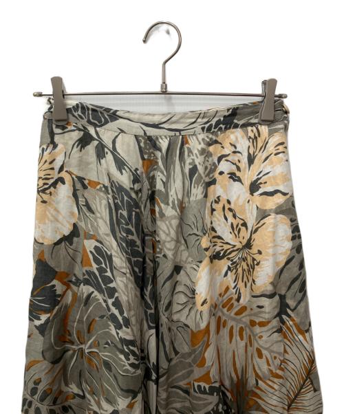 GUCCI（グッチ）GUCCI (グッチ) ボタニカル柄リネンフレアスカート グレー サイズ:42の古着・服飾アイテム