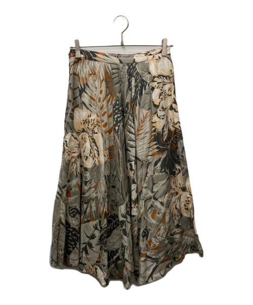 GUCCI（グッチ）GUCCI (グッチ) ボタニカル柄リネンフレアスカート グレー サイズ:42の古着・服飾アイテム