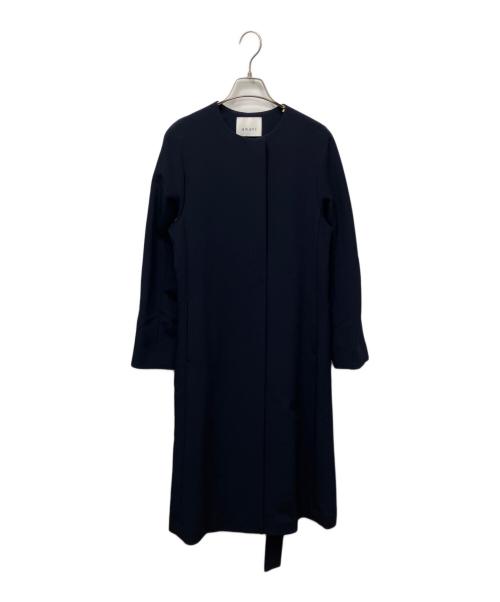 ANAYI（アナイ）ANAYI (アナイ) コンパクトストレッチノーカラーコート ネイビー サイズ:38の古着・服飾アイテム
