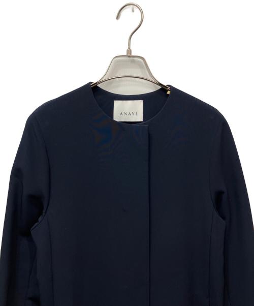 ANAYI（アナイ）ANAYI (アナイ) コンパクトストレッチノーカラーコート ネイビー サイズ:38の古着・服飾アイテム