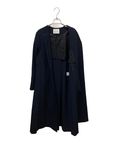 ANAYI（アナイ）ANAYI (アナイ) コンパクトストレッチノーカラーコート ネイビー サイズ:38の古着・服飾アイテム