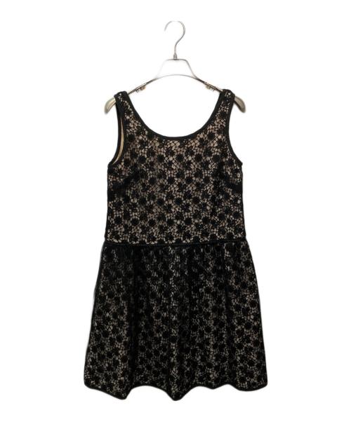 RED VALENTINO（レッドヴァレンティノ）RED VALENTINO (レッドヴァレンティノ) ジャガードノースリーブワンピース ブラック サイズ:38の古着・服飾アイテム