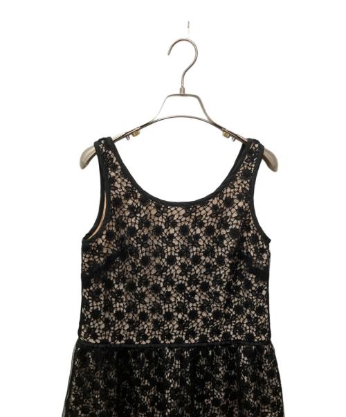 RED VALENTINO（レッドヴァレンティノ）RED VALENTINO (レッドヴァレンティノ) ジャガードノースリーブワンピース ブラック サイズ:38の古着・服飾アイテム