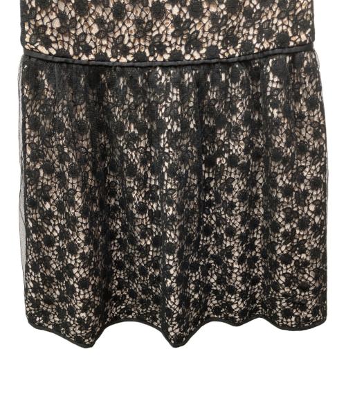 RED VALENTINO（レッドヴァレンティノ）RED VALENTINO (レッドヴァレンティノ) ジャガードノースリーブワンピース ブラック サイズ:38の古着・服飾アイテム