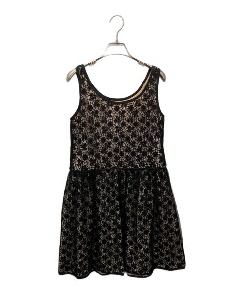 RED VALENTINO（レッドヴァレンティノ）RED VALENTINO (レッドヴァレンティノ) ジャガードノースリーブワンピース ブラック サイズ:38の古着・服飾アイテム