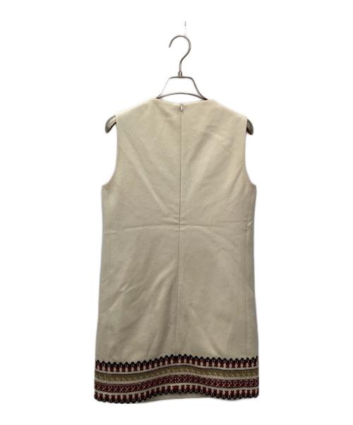 RED VALENTINO（レッドヴァレンティノ）RED VALENTINO (レッドヴァレンティノ) ウールノースリーブワンピース ベージュ サイズ:38の古着・服飾アイテム