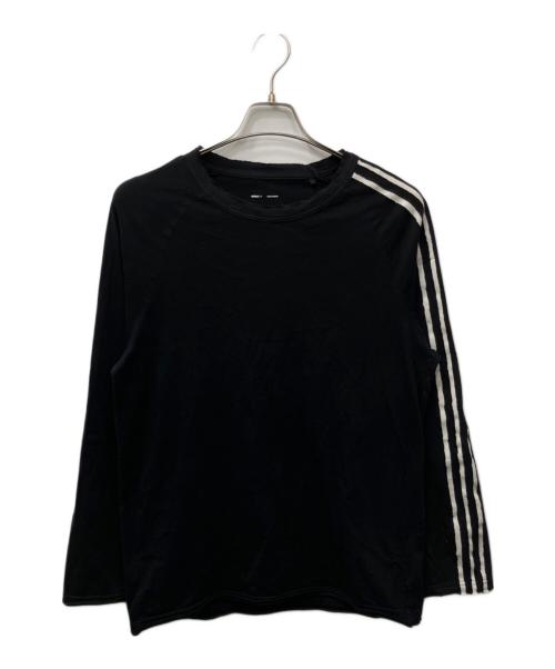 Y-3（ワイスリー）Y-3 (ワイスリー) Y-3 RAW EDGE 3 STRIPES LONG SLEEVE TEE ブラック サイズ:2XSの古着・服飾アイテム