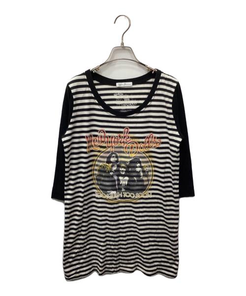Hysteric Glamour（ヒステリックグラマー）Hysteric Glamour (ヒステリックグラマー) New York Dolls print border long T-shirt ホワイト×ブラック サイズ:Freeの古着・服飾アイテム