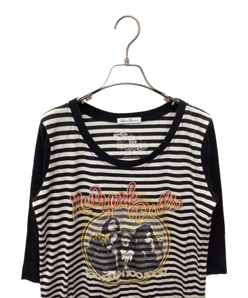 Hysteric Glamour（ヒステリックグラマー）Hysteric Glamour (ヒステリックグラマー) New York Dolls print border long T-shirt ホワイト×ブラック サイズ:Freeの古着・服飾アイテム