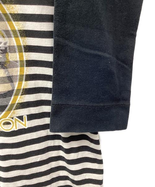 Hysteric Glamour（ヒステリックグラマー）Hysteric Glamour (ヒステリックグラマー) New York Dolls print border long T-shirt ホワイト×ブラック サイズ:Freeの古着・服飾アイテム
