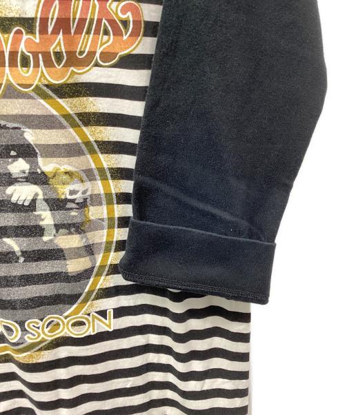 Hysteric Glamour（ヒステリックグラマー）Hysteric Glamour (ヒステリックグラマー) New York Dolls print border long T-shirt ホワイト×ブラック サイズ:Freeの古着・服飾アイテム