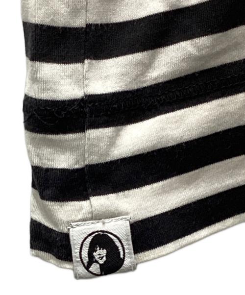 Hysteric Glamour（ヒステリックグラマー）Hysteric Glamour (ヒステリックグラマー) New York Dolls print border long T-shirt ホワイト×ブラック サイズ:Freeの古着・服飾アイテム