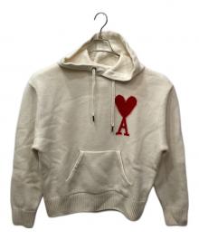 AMI Alexandre Mattiussi（アミアレクサンドルマテュッシ）の古着「AMI DE COEUR KNIT HOODIE（ニットパーカー）」｜ホワイト