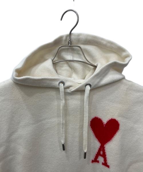 AMI Alexandre Mattiussi（アミアレクサンドルマテュッシ）AMI Alexandre Mattiussi (アミアレクサンドルマテュッシ) AMI DE COEUR KNIT HOODIE（ニットパーカー） ホワイト サイズ:Sの古着・服飾アイテム