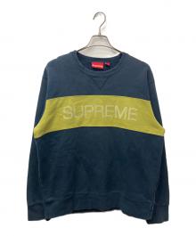 SUPREME（シュプリーム）の古着「zig zag stitch panel crewneck　(ジグザグ　スティッチパネルクルーネック)」｜ネイビー