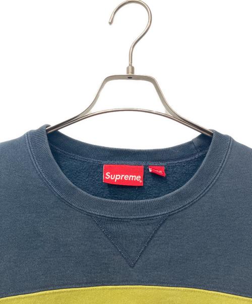SUPREME（シュプリーム）Supreme (シュプリーム) zig zag stitch panel crewneck　(ジグザグ　スティッチパネルクルーネック) ネイビー サイズ:Lの古着・服飾アイテム