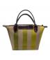 LONGCHAMP (ロンシャン) オンブル ストライプ ハンドバッグ 黄緑：6000円