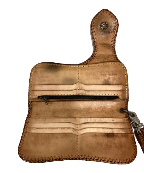 USED（USED）USED (USED) カービングレザーチェーンウォレット ブラウンの古着・服飾アイテム