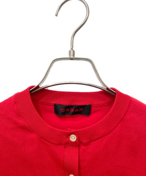 CABAN（キャバン）CABaN (キャバン) ファインポリエステルハーフスリーブポケットカーディガン レッド サイズ:Sの古着・服飾アイテム