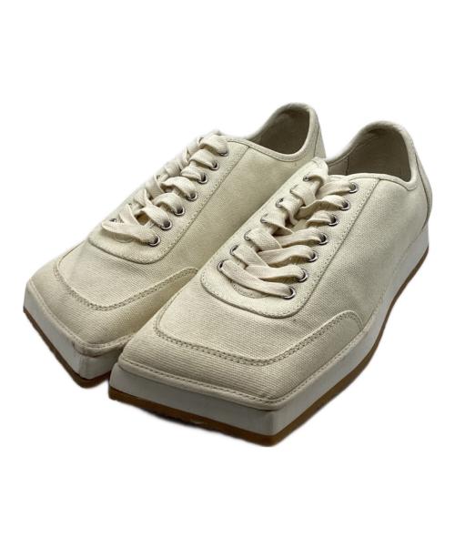 FOOT INDUSTRY（フットインダストリー）foot industry (フットインダストリー) スクエアトゥースニーカー アイボリー サイズ:39の古着・服飾アイテム