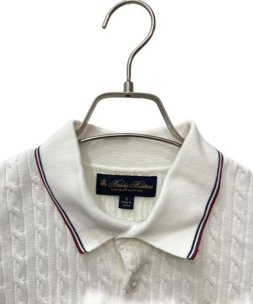 BROOKS BROTHERS（ブルックスブラザーズ）BROOKS BROTHERS (ブルックスブラザーズ) コットンケーブルGFロゴテニスポロセーター ホワイト サイズ:Sの古着・服飾アイテム