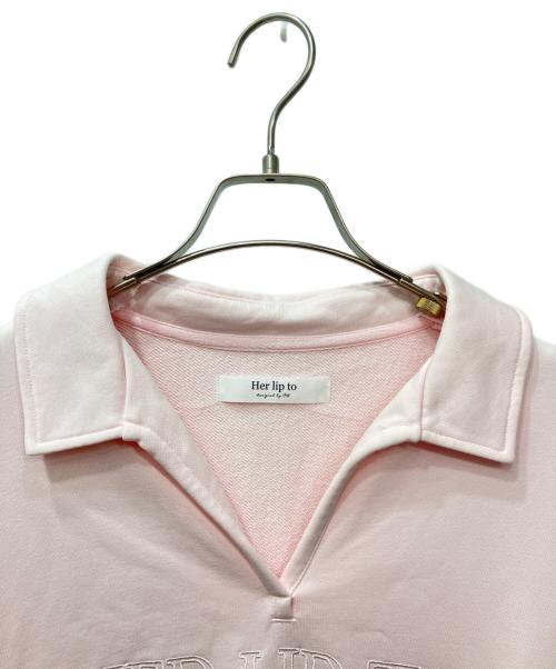 HER LIP TO（ハーリップトゥ）HER LIP TO (ハーリップトゥ) Embroidery Polo Sweatshirt　「エンブロイダリー ポロ スウェットシャツ」 ピンク サイズ:FREEの古着・服飾アイテム