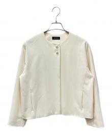 BARNEYS NEWYORK（バーニーズ・ニューヨーク）の古着「パールボタンノーカラージャケット」｜アイボリー