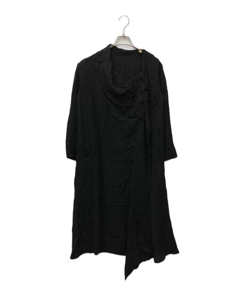 yohji yamamoto la vie en noir（ヨウジヤマモト ラヴィアン・ノアール）yohji yamamoto la vie en noir (ヨウジヤマモト ラヴィアン・ノアール) 変形ドレープシルクワンピース ブラック サイズ:1の古着・服飾アイテム