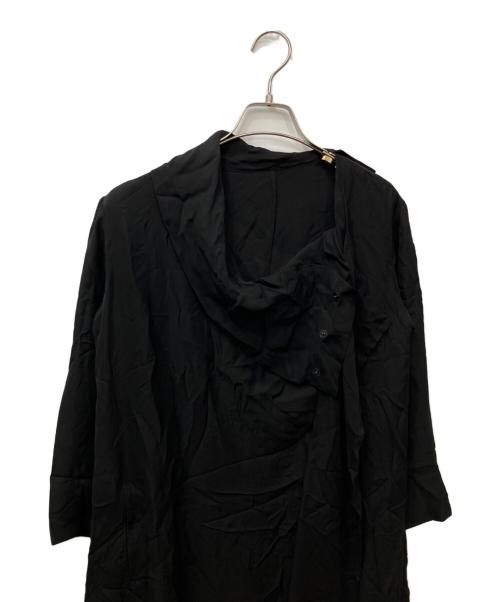 yohji yamamoto la vie en noir（ヨウジヤマモト ラヴィアン・ノアール）yohji yamamoto la vie en noir (ヨウジヤマモト ラヴィアン・ノアール) 変形ドレープシルクワンピース ブラック サイズ:1の古着・服飾アイテム
