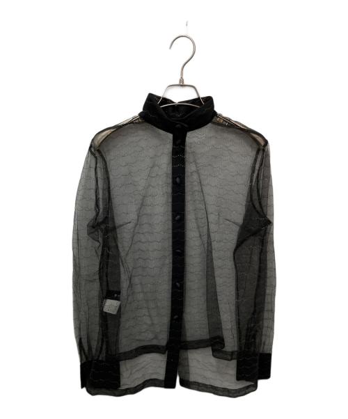 SINME（シンメ）SINME (シンメ) チュールモールシャツ ブラック サイズ:Mの古着・服飾アイテム