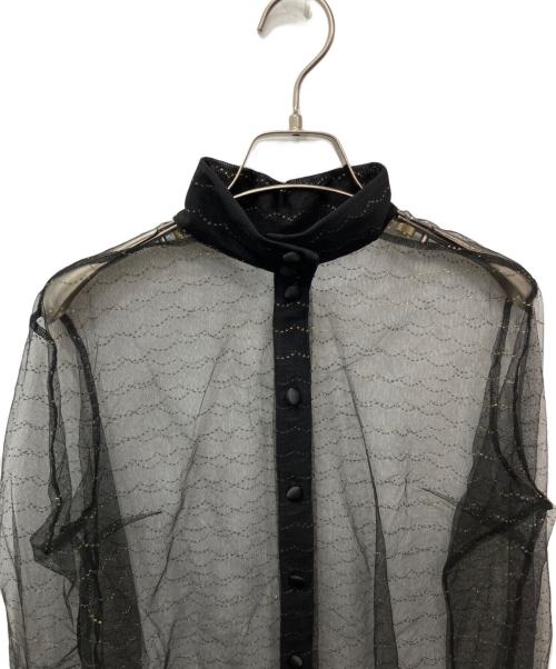 SINME（シンメ）SINME (シンメ) チュールモールシャツ ブラック サイズ:Mの古着・服飾アイテム