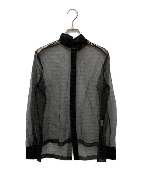 SINME（シンメ）SINME (シンメ) チュールモールシャツ ブラック サイズ:Mの古着・服飾アイテム