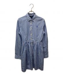 POLO RALPH LAUREN（ポロ・ラルフローレン）の古着「ストライプシャツワンピース」｜ブルー